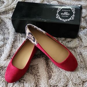 Ollio Red Suede Flats Classic Loafers